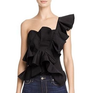 Alpha and Omega One-Shouldered Ruffle Top